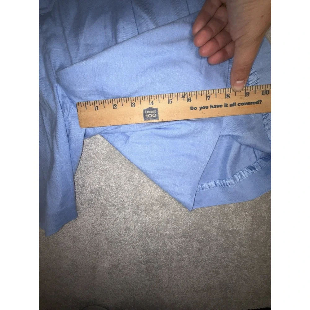 anthropologie maeve avery pleated shorts blue linen size 2 - Picture 8 of 9